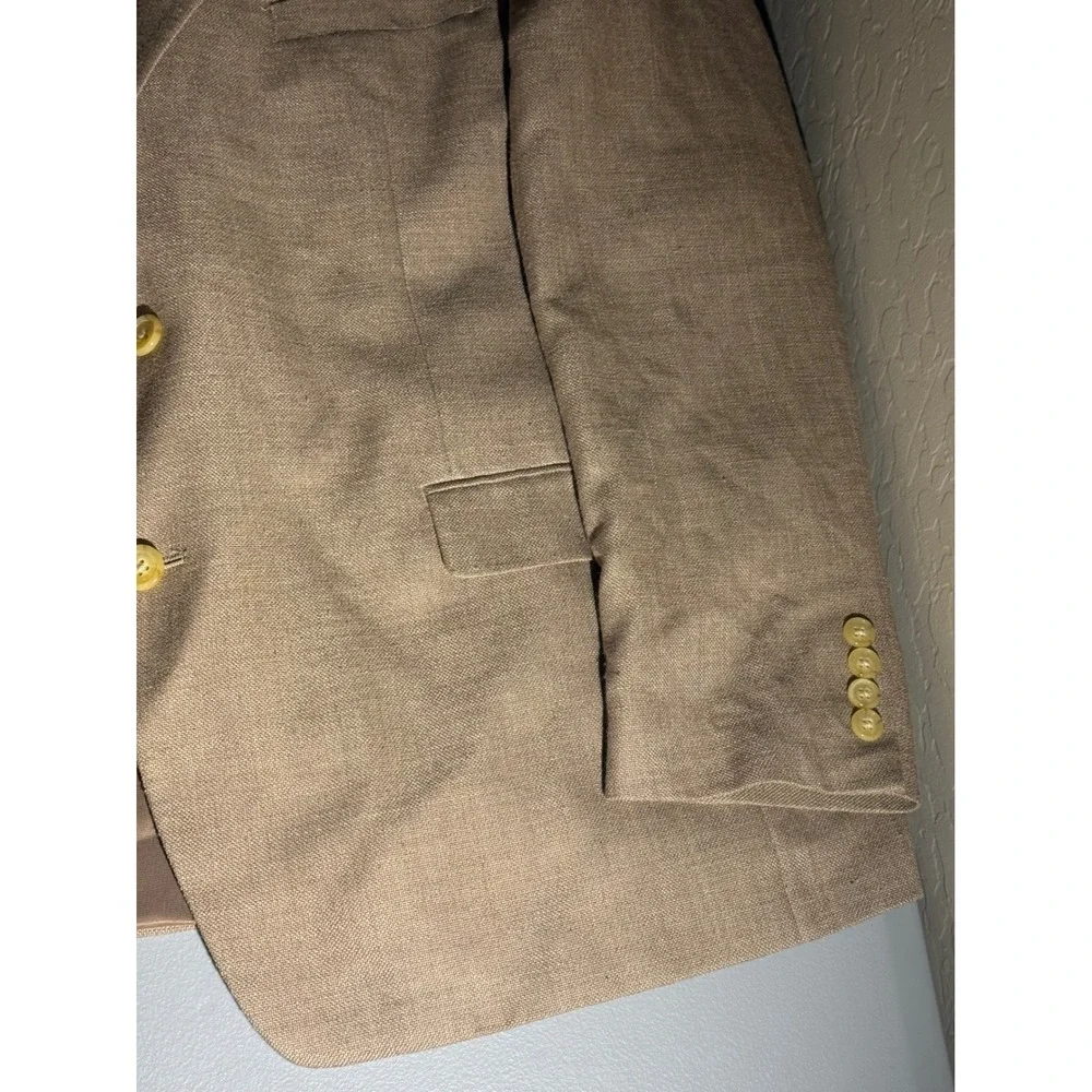 Lauren Ralph Lauren Mens 46R Blazer Tan Brown Linen Blend Sport Coat H0731